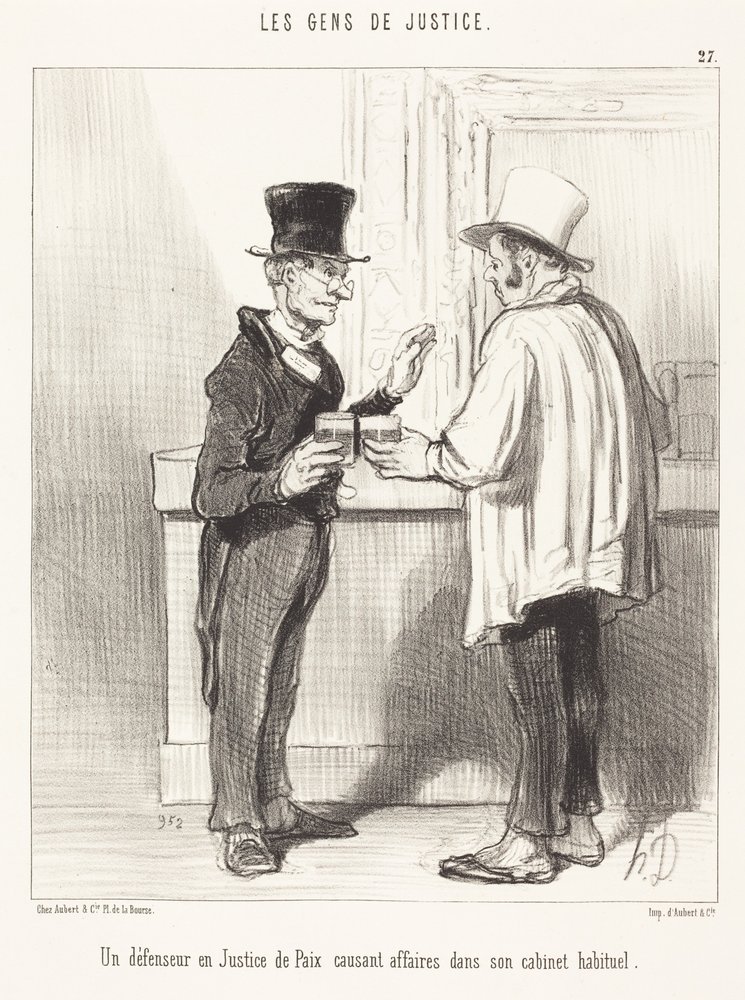 A Defender ... Chatting ... in His Usual Office by Honoré Daumier