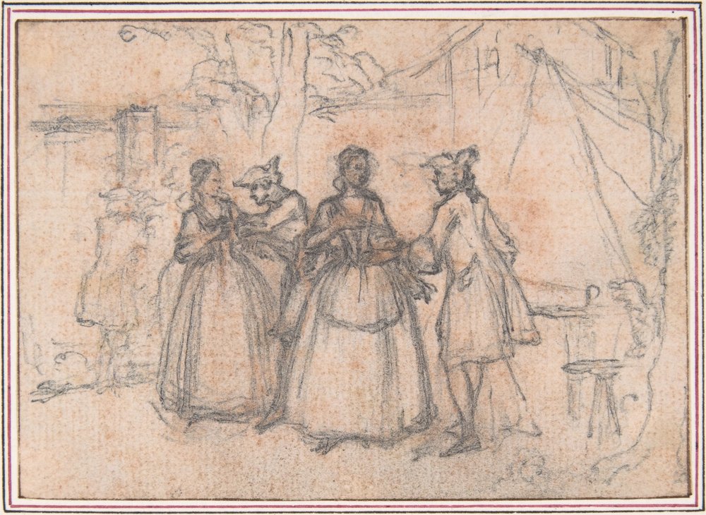 Study for "The Suspicious Fair," Etched Vignette in "Songs in the Opera of Flora" by Hubert Francois Gravelot