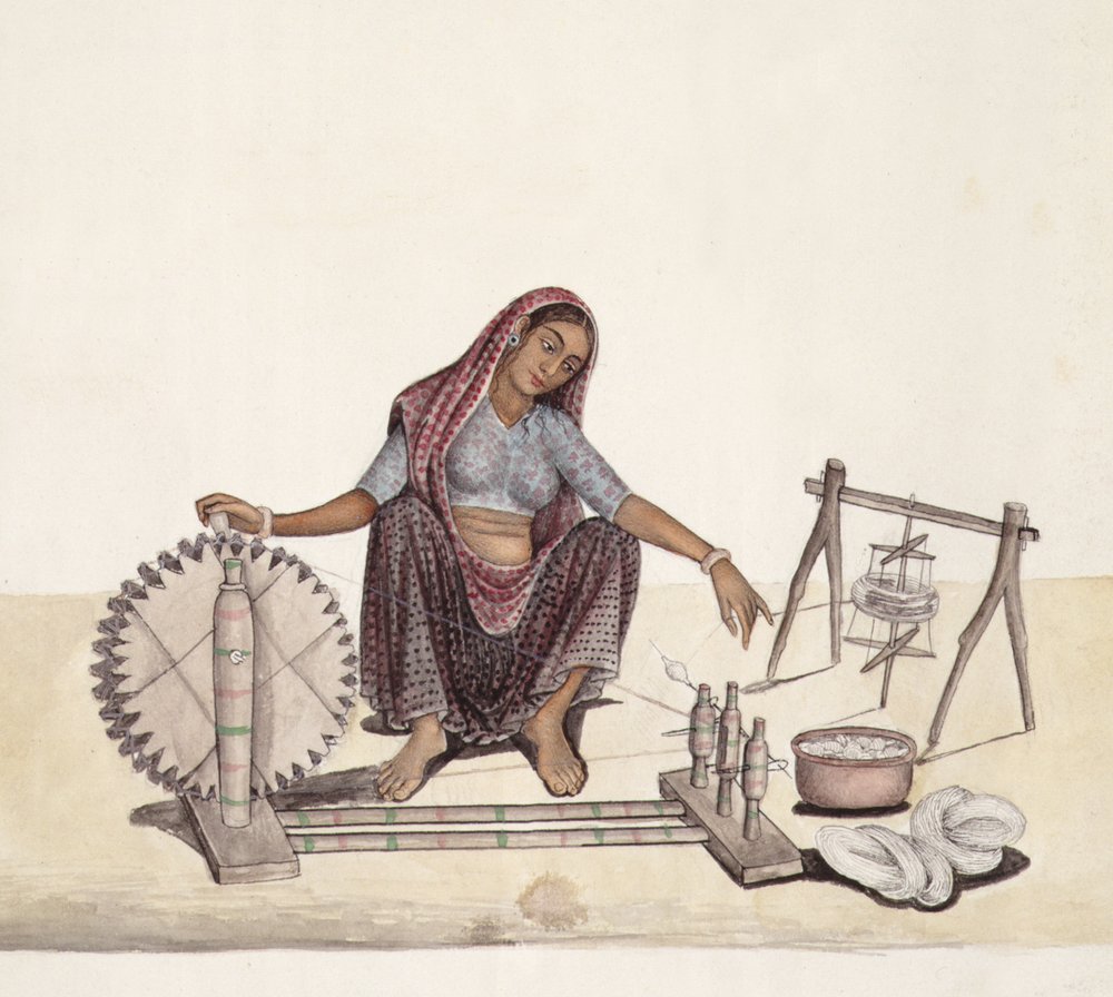 Woman reeling cotton, Bombay by Indian School