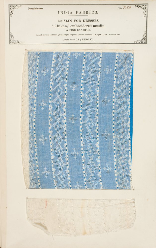 Chikan embroidered muslin sample from Dacca in Bengal, from The ...