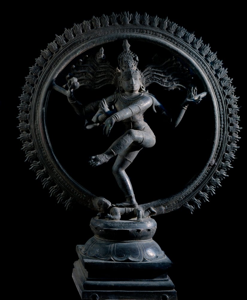Hinduism: representation of the god Shiva Nataraja, god of dance (Shiva Nataraja, lord of dance). Bronze sculpture, 12th century. Kolkata, Indian Museum by Indian School