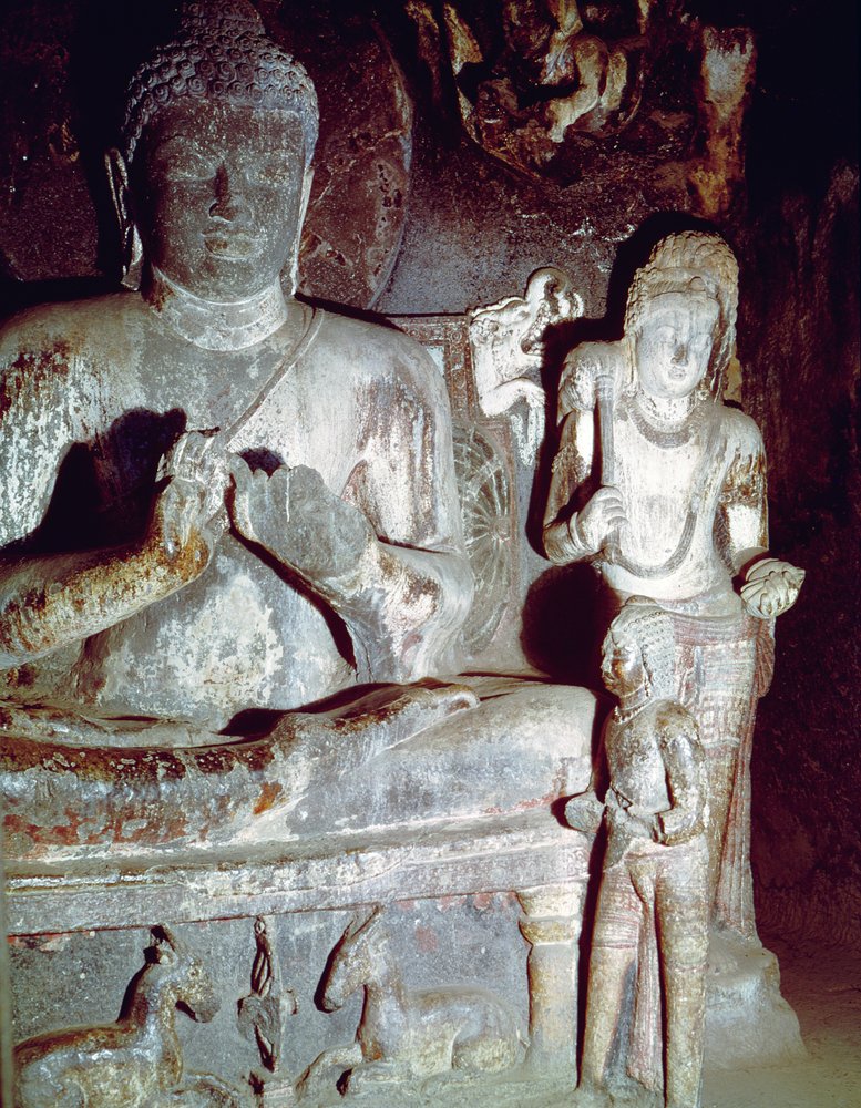 Seated Buddha making the first teaching gesture, from the Caitya Hall ...