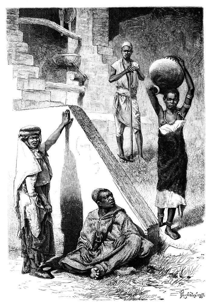 Sudanese Arabs and a Female Shilluk Slave, Sudan