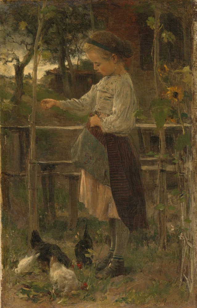 Feeding Chickens by Jacob Henricus or Hendricus Maris