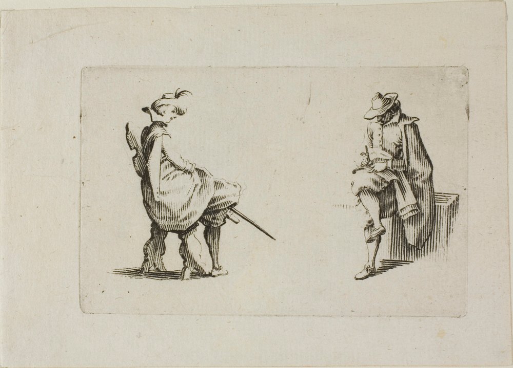 Two Seated Men, from The Caprices by Jacques Callot