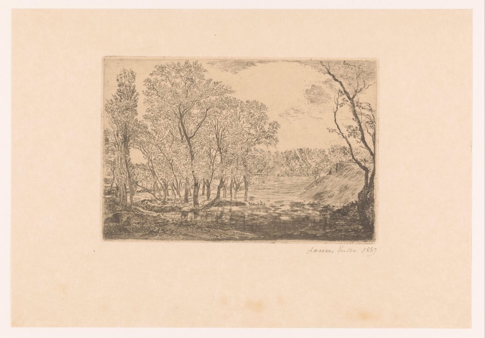 Landscape with Poplars by the Water by James Ensor