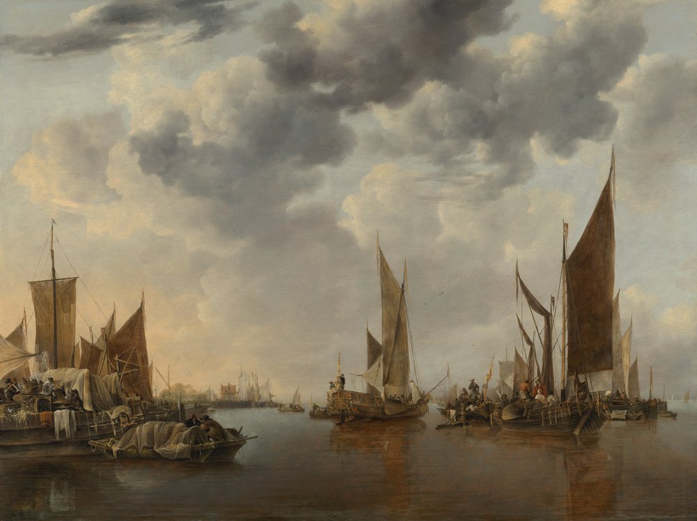 Seascape with Ships by Jan van de Cappelle