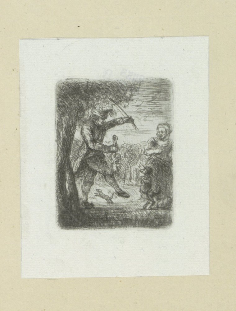 Street Musician with Violin and Dancing Dog by Jan Chalon