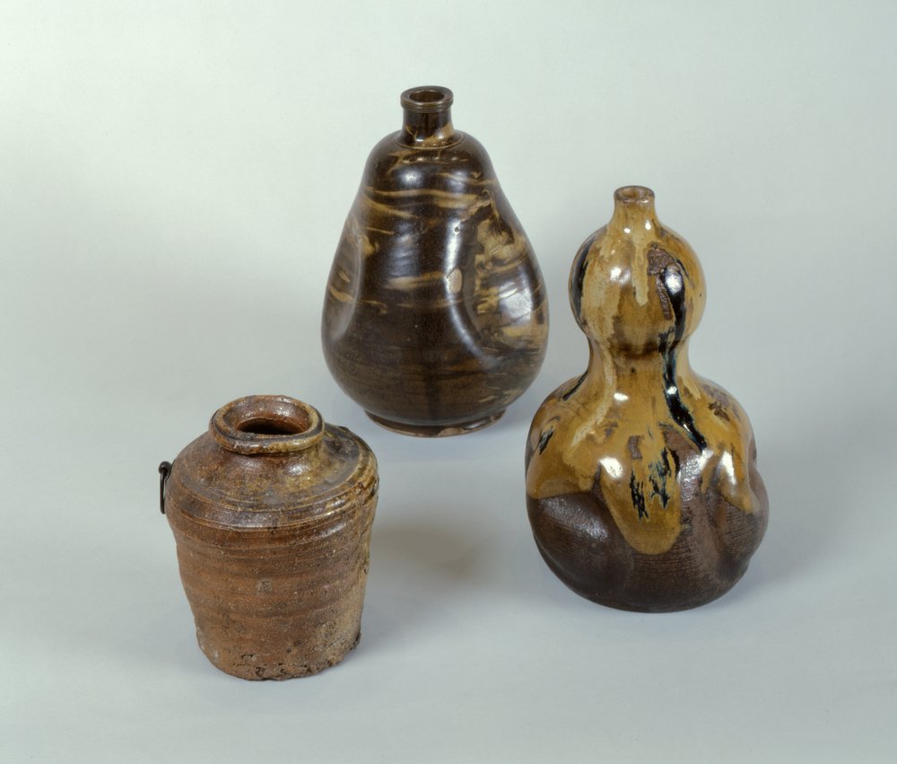 Jar, Sake Bottle and Ceramic Gourd by Japanese School