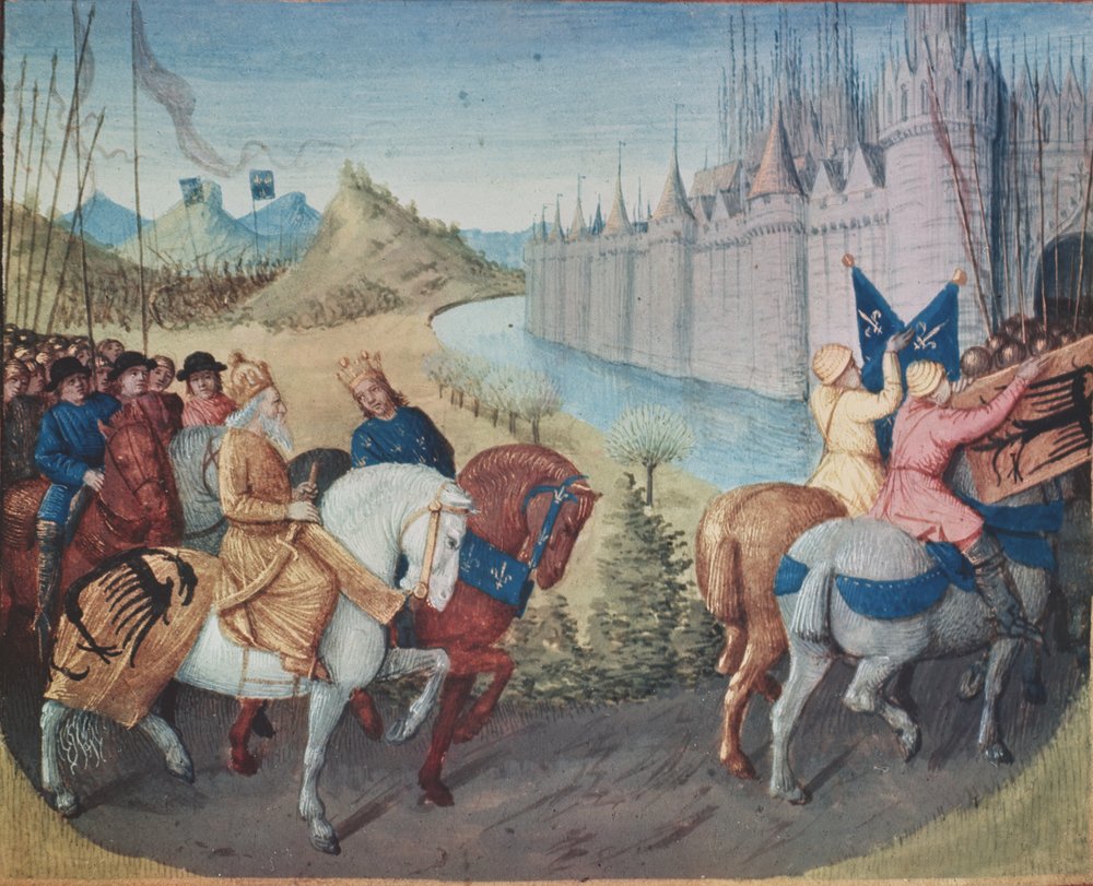 Entry of Louis VII King of France and Conrad III King of Germany into Constantinople during the Crusades, 1147-49 by Jean Fouquet