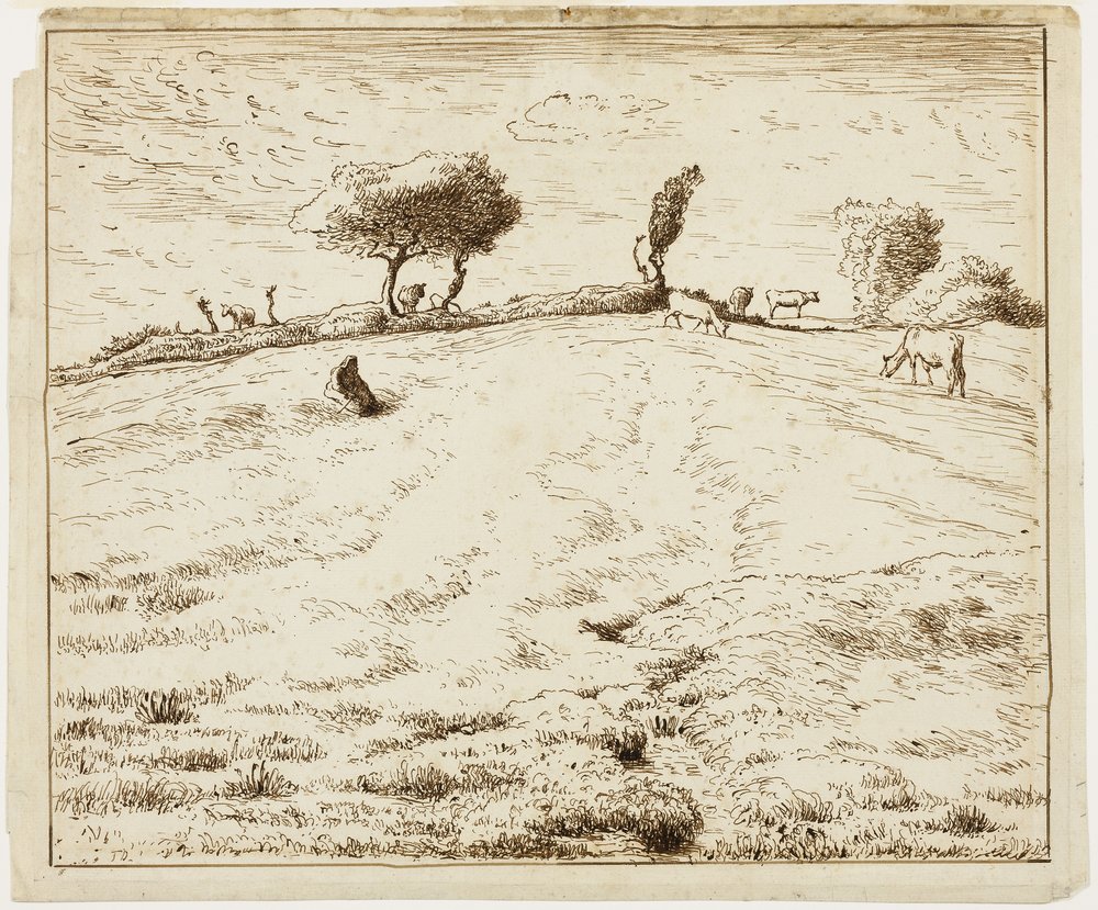 Landscape - Hillside in Gruchy, Normandy by Jean-Francois Millet