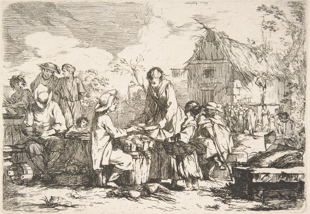 Village Market Place, 18th century by Jean Baptiste Marie Pierre