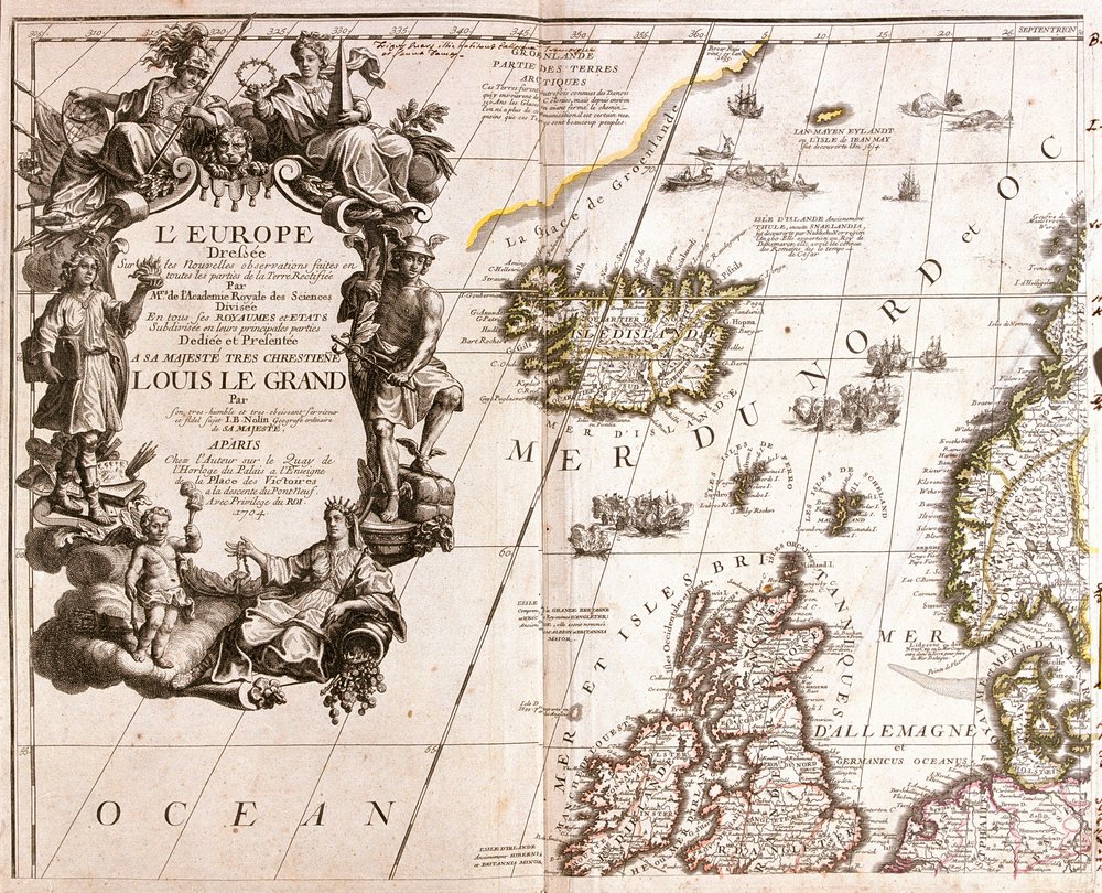 Map of Iceland and Northern British Isles, in the North Sea