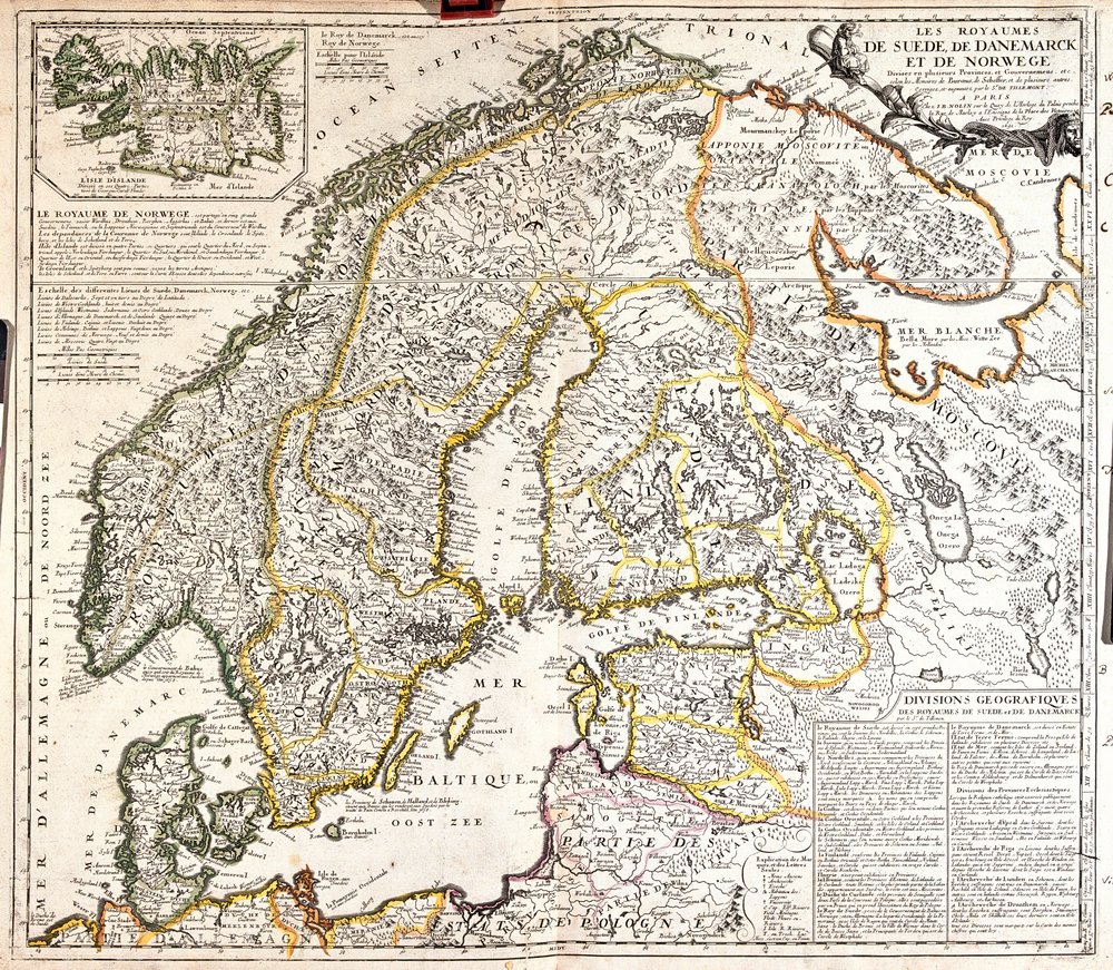 Map of the kingdoms of Norway, Sweden and Denmark by Jean-Baptiste Nolin