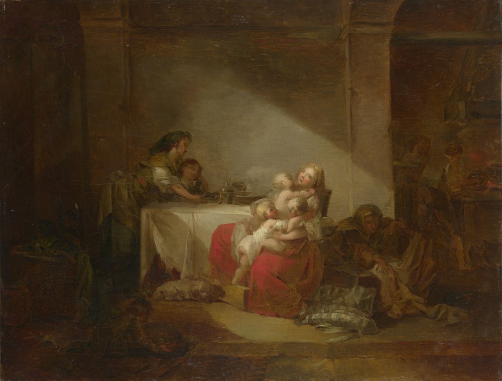 Interior Scene. The Happy Mother, Second Half of the 18th century by Jean-Honore Fragonard