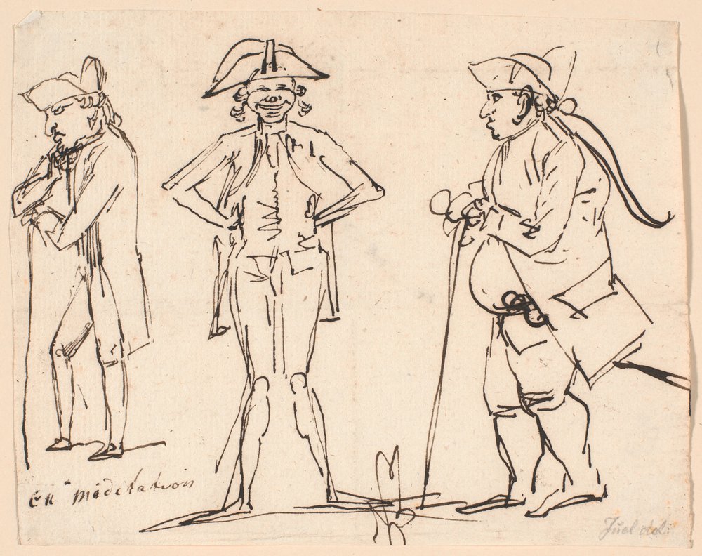 Meditation. Caricatures of Clemens, Juel, and Charles Bonnet by Jens Juel