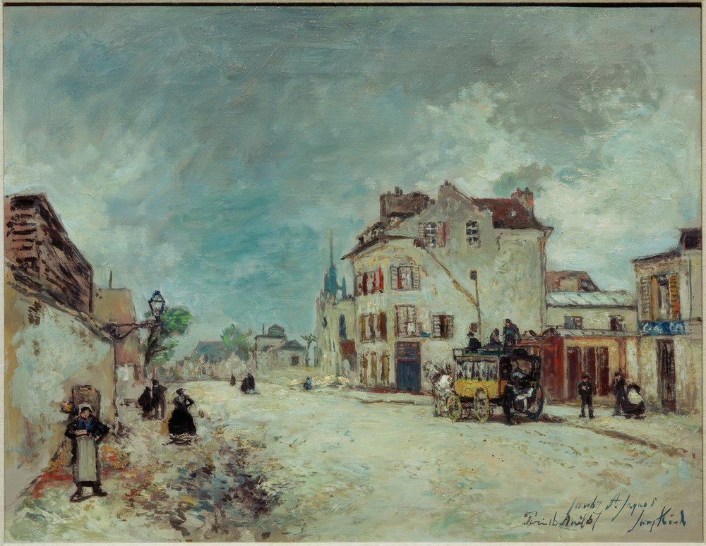 Stagecoach on Faubourg St. Jacques by Johan-Barthold Jongkind