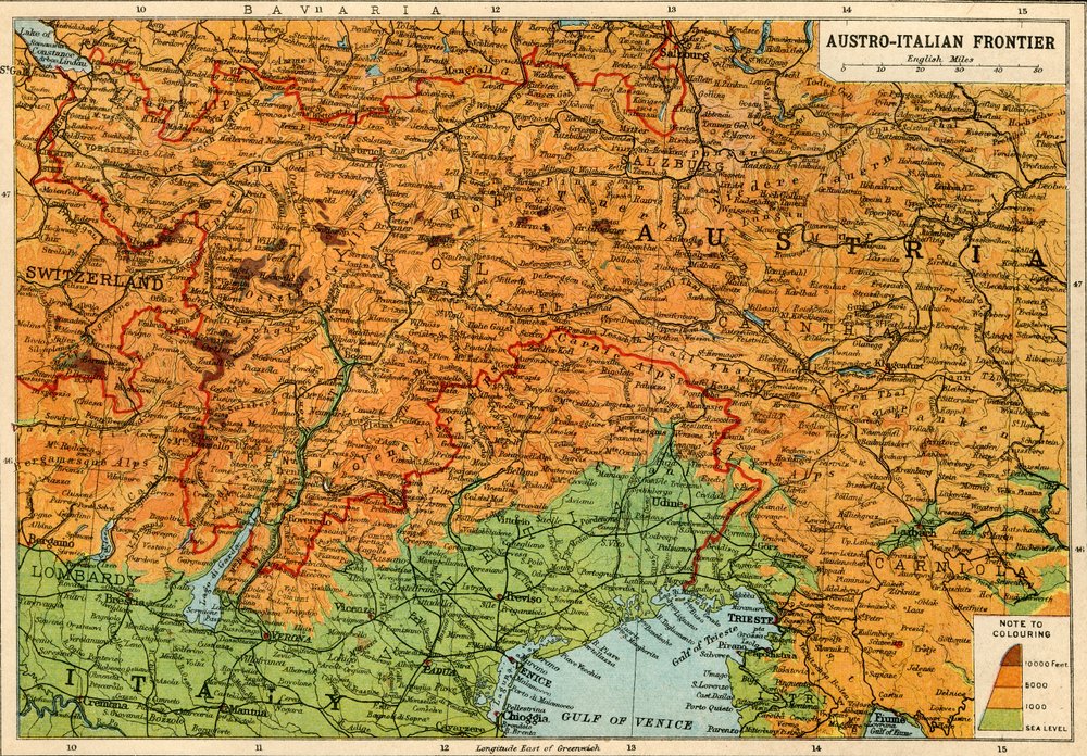 Map of the Austro-Italian Frontier, First World War