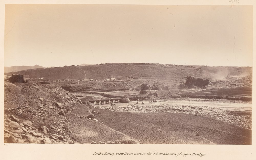 Safed Sang, Viewed from Across the River Showing Sapper Bridge by John Burke