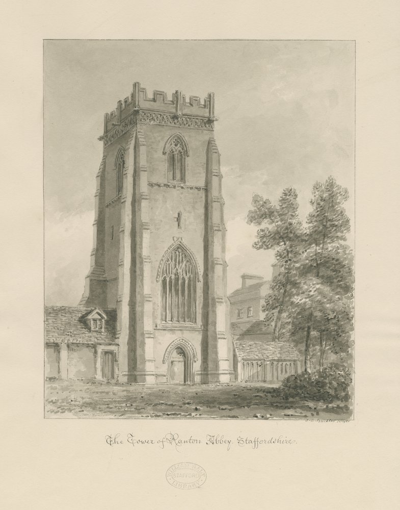 Ranton Abbey - The Tower by John Chessell Buckler