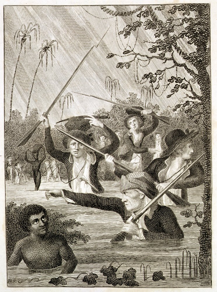March through a Swamp or Marsh in Terra Firma by John Gabriel (after) Stedman