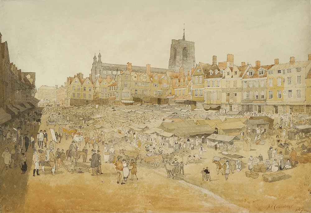 The Market Place, Norwich, taken from Mr Coopers, 1807 by John Sell Cotman