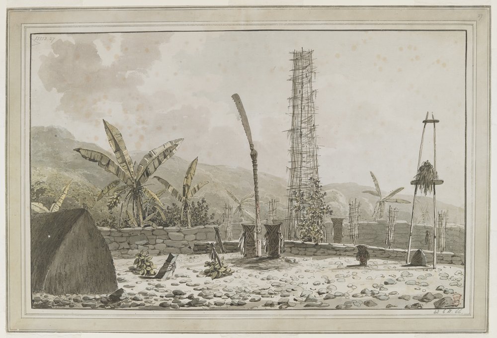 View of a 'Morai' or Burying Place at Atooi, Hawaiian Islands ...
