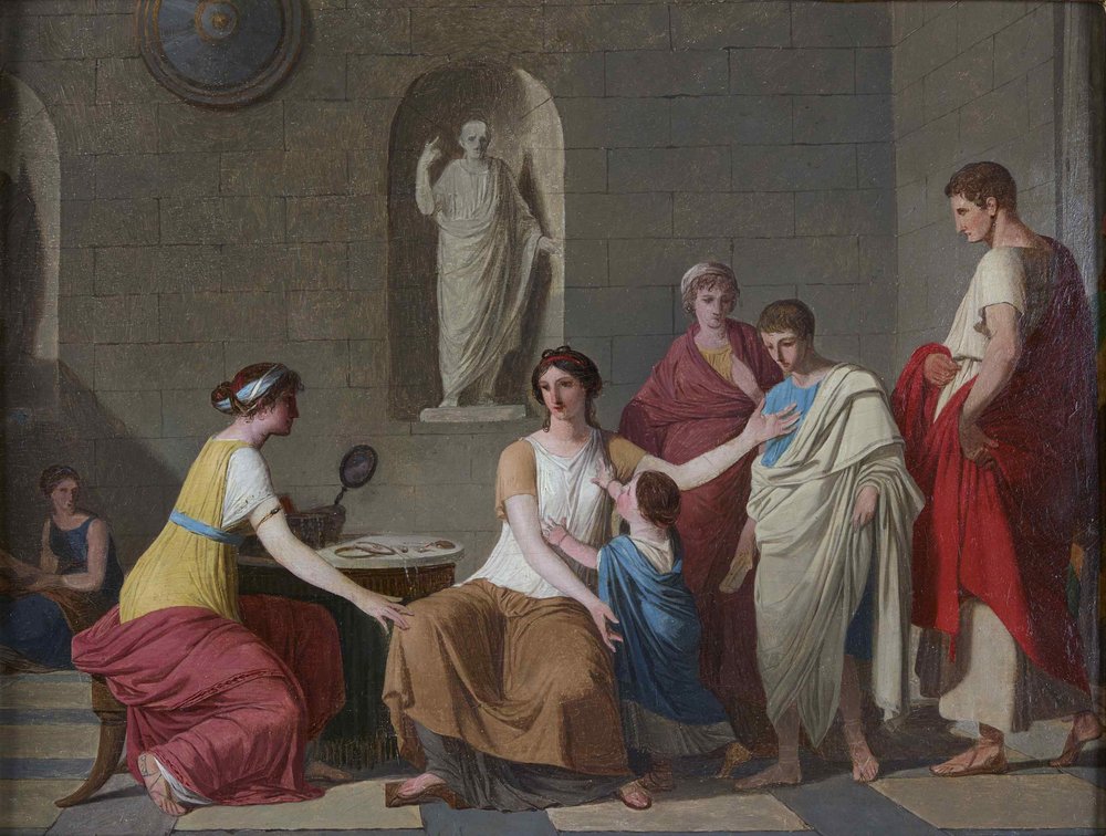 Cornelia, mother of the Gracchi by Joseph-Benoît Suvée