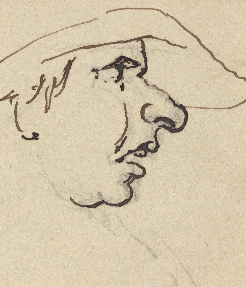 Profile of Man with Large Nose Wearing Hat by Joseph Cartwright