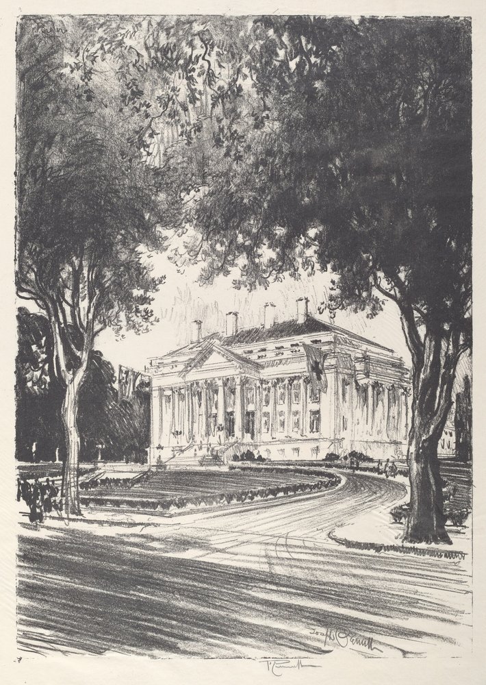 National Red Cross Headquarters, Washington, 1919. by Joseph Pennell