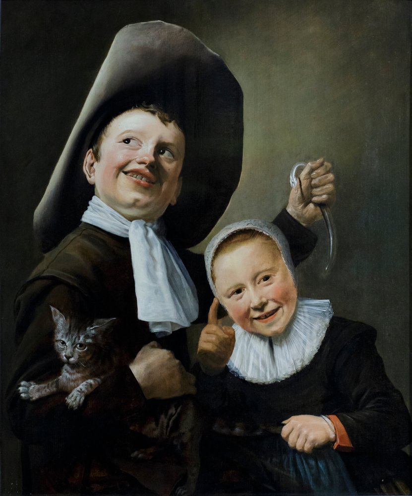 A boy and a girl with a cat and an eel by Judith Leyster