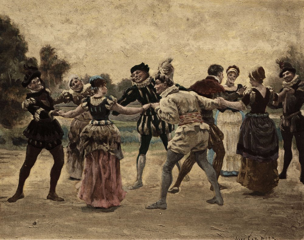Men and women playing furon. Illustration by Jules Garnier. In ...