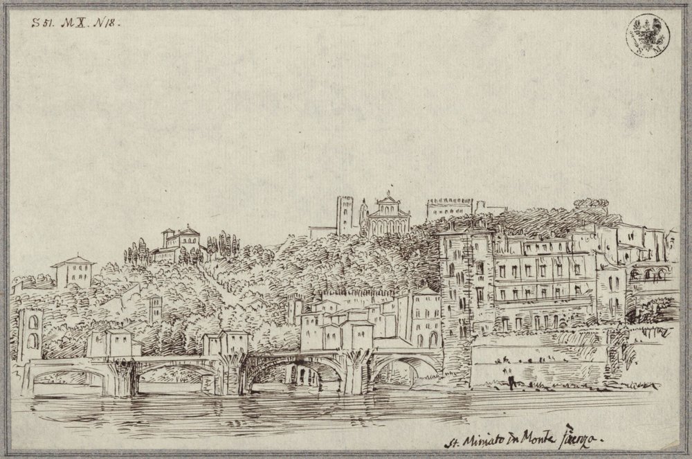 View across the Arno towards San Miniato al Monte in Florence by Karl Friedrich Schinkel