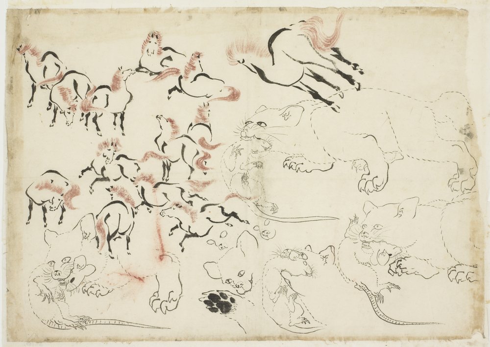 Studies of Horses, Cats and Rats (from "Hokusai Manga") by Katsushika Hokusai
