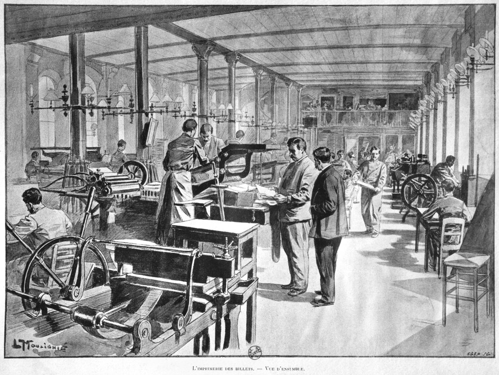 Printing the Banknotes at the Paris Bank of France by L. Moulignie