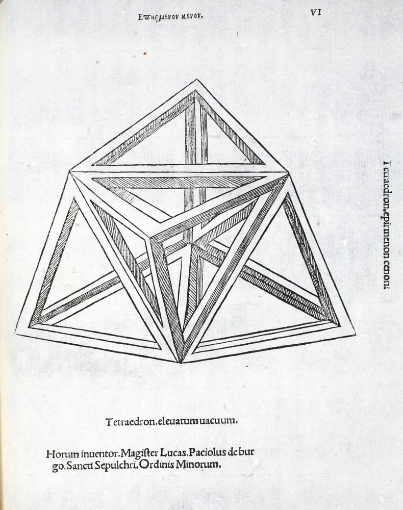 Tetraedron elevatum vacuum, illustration from 'Divina Proportione' by ...