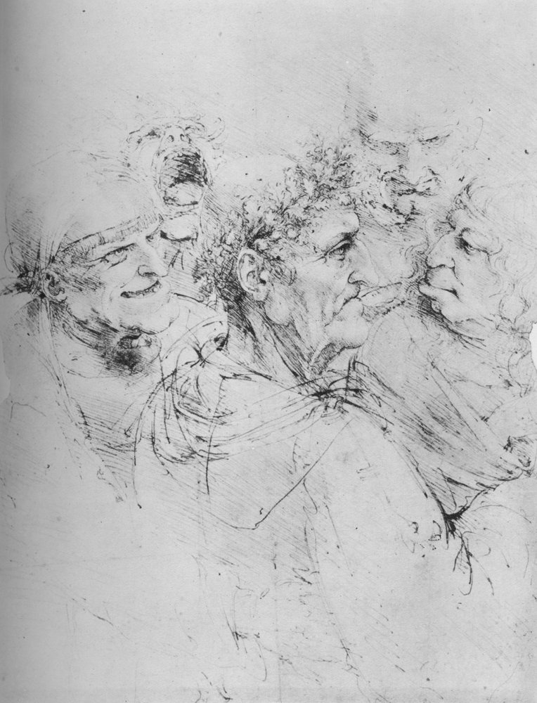 Five Grotesque Heads by Leonardo da Vinci: Fine art print