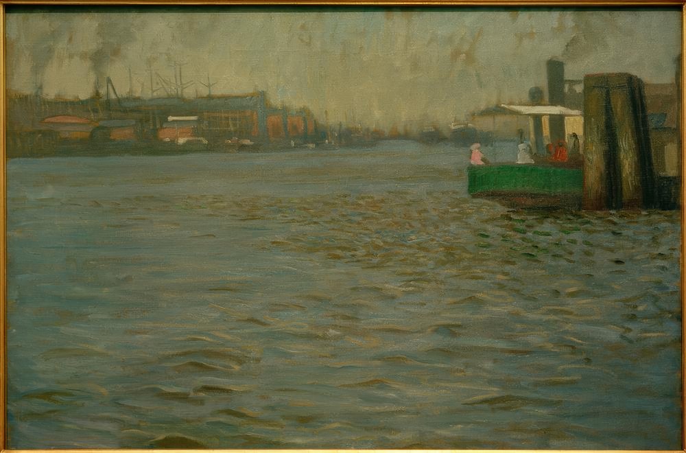 Sunday Mood on the Elbe. St. Pauli Piers by Leopold Karl Walter von Kalckreuth
