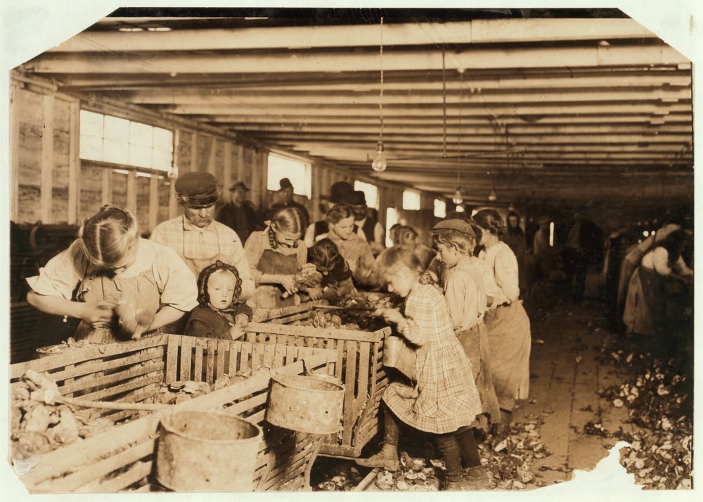 Rosy Aged 8 Works a 14 Hour Day as an Oyster Shucker at Dunbar Cannery, Louisiana, 1911 by Lewis Wickes Hine
