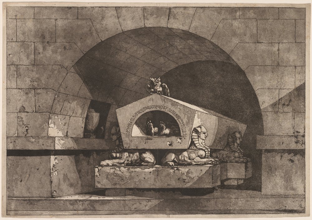 Tomb with Sphinx: Funerary Monument with an Owl on a Sarcophagus ...