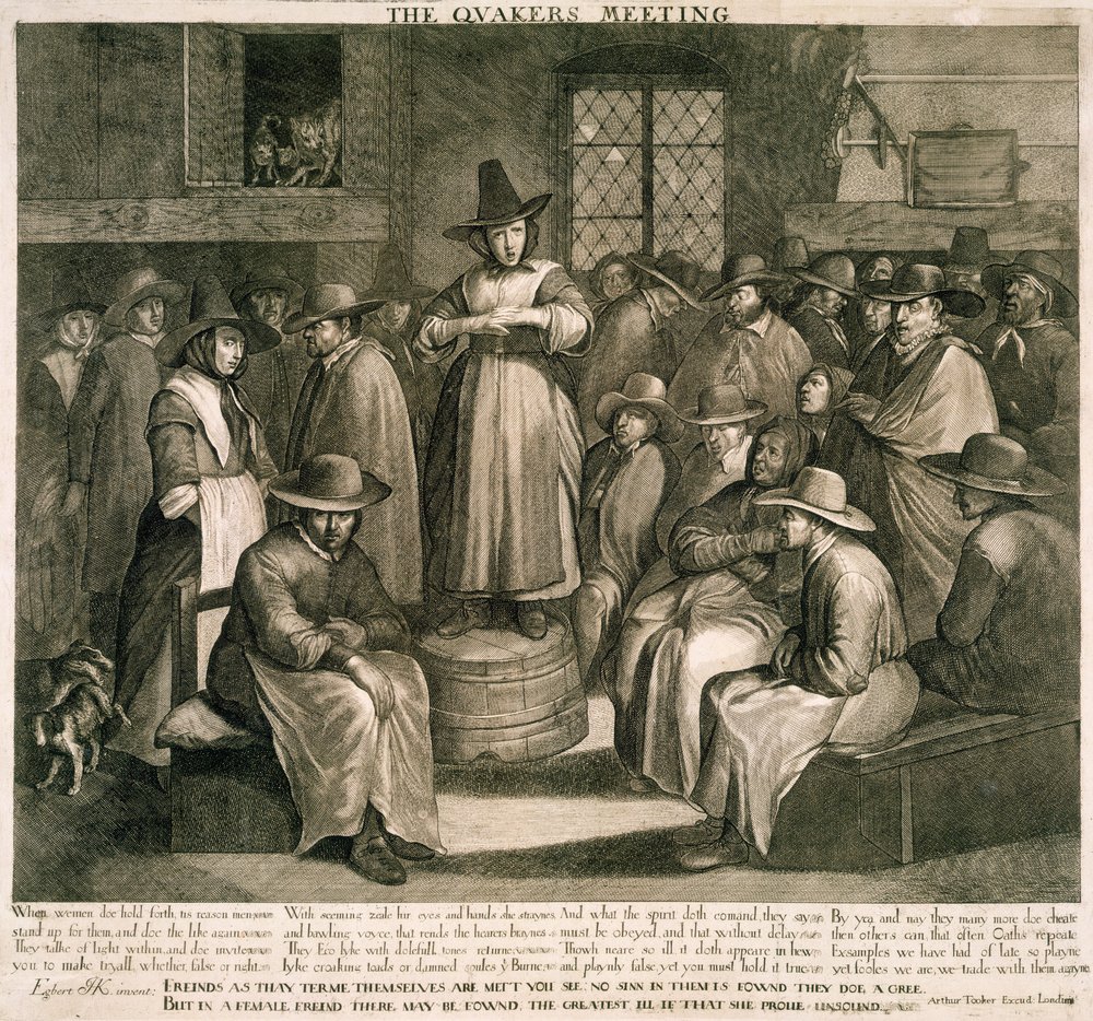 The Quaker Meeting by Maarten van (after) Heemskerck
