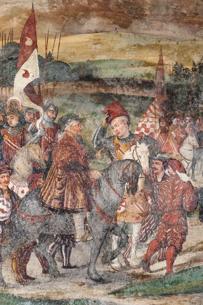 Visit of Christian I of Denmark to Bartolomeo Colleoni (detail) by Marcello or Romani Girolamo (Romanino) (c.1485-c.1566) (attr.to) Fogolino