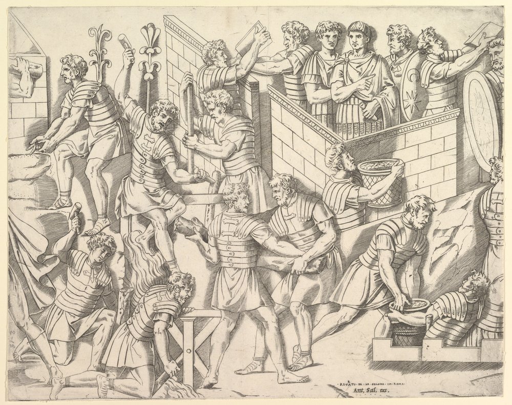 Speculum Romanae Magnificentiae: Roman Soldiers Fortifying their Camp ...