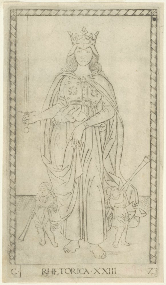 Rhetoric, plate 23 from Arts and Sciences by Master of the E-Series Tarocchi