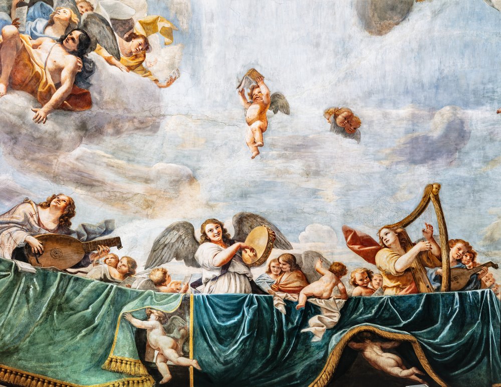 Concerts of Angels (detail) by Mattia (1613-99) Preti