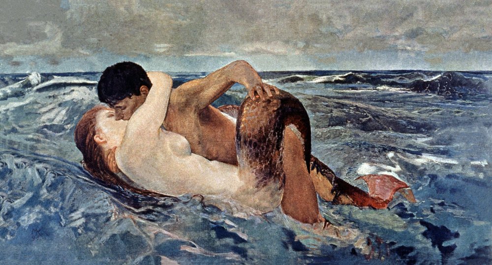 Triton and mermaid by Max Klinger