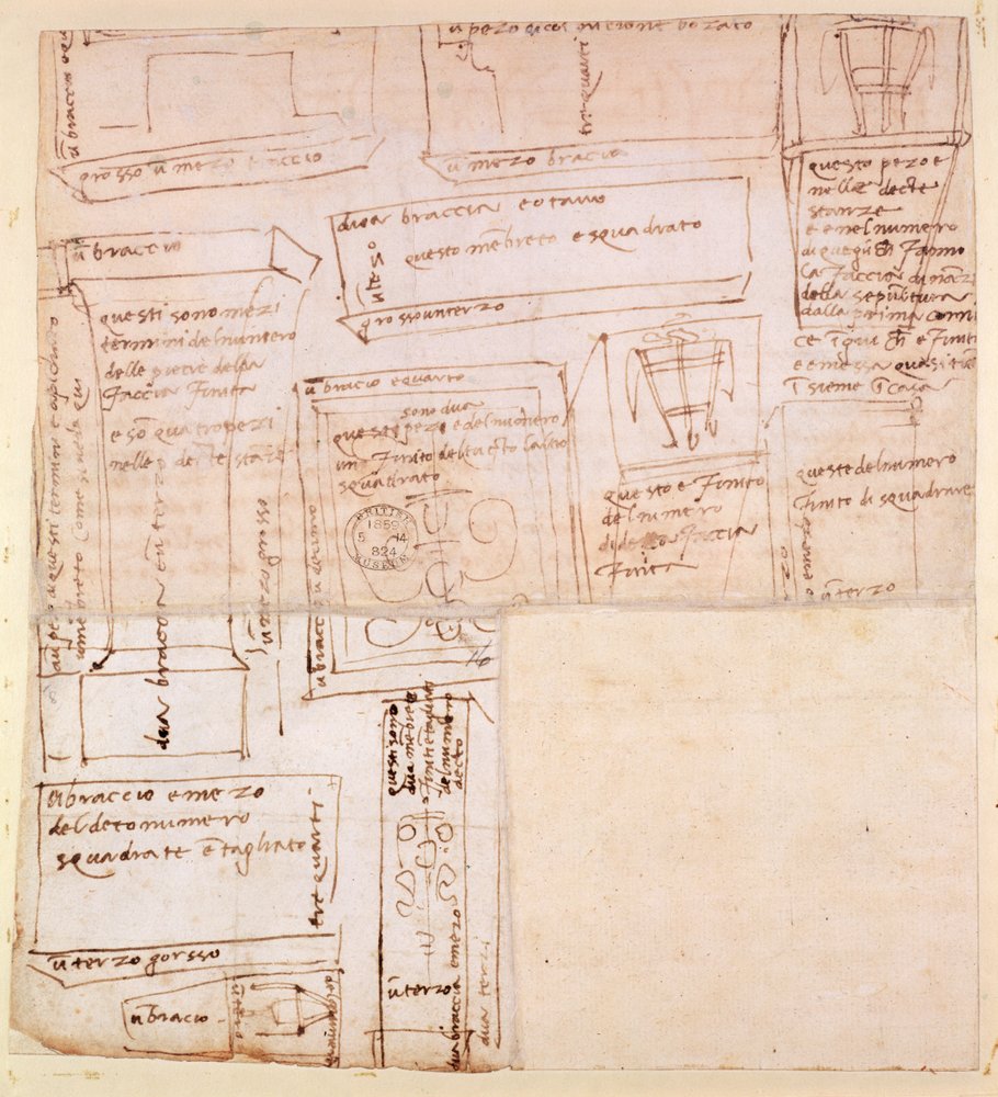 Sketch of Marble Blocks for Statues with Notes