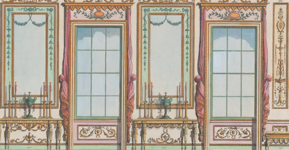 Interior Ornamented Wall with Windows and Pier-Glasses by Michelangelo Pergolesi