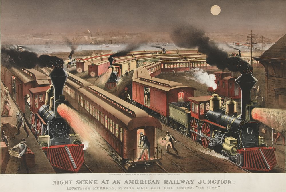 Night Scene at an American Railway Junction, 1876 by Nathaniel Currier