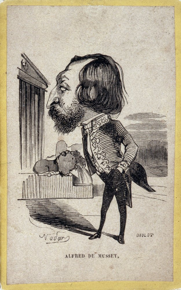 Portrait-charge by Alfred de Musset by Nadar